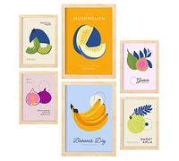 Nacnic Ensemble de 6 affiches sur l'alimentation et la nutrition. Fruit exotique. Affiches nature et nutrition pour l'aménagement intérieur et la décoration. A3 & A4, cadres en bois.