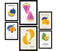 Nacnic Ensemble de 6 affiches sur l'alimentation et la nutrition. Fruits colorés. Affiches nature et nutrition pour l'aménagement intérieur et la décoration. A3 et A4, sans cadres.