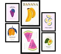 Nacnic Ensemble de 6 affiches sur l'alimentation et la nutrition. Fruits d'été. Affiches nature et nutrition pour l'aménagement intérieur et la décoration. A3 et A4, sans cadres.