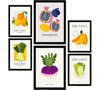 Nacnic Ensemble de 6 affiches sur l'alimentation et la nutrition. Fruits et légumes. Impressions nature et botanique pour l'aménagement et la décoration d'intérieur. A3 et A4, sans cadres.