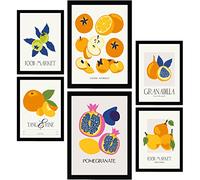 Nacnic Ensemble de 6 affiches sur l'alimentation et la nutrition. Fruits ronds. Impressions nature et botanique pour l'aménagement et la décoration d'intérieur. A3 et A4, sans cadres.