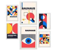Nacnic Ensemble de 6 impressions dans Bauhaus Style 3 Impressions de conception géométrique avec des Cadres décoratifs esthétiques pour votre salon, chambre, maison Tailles A4 et A3 avec des blancs