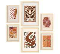 Nacnic Ensemble de 6 impressions de de style ethnique. Cadres décoratifs esthétiques pour votre salon, chambre, maison. Impression d'art mural. Tailles A4 et A3 avec des cadres de bois léger