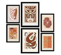Nacnic Ensemble de 6 impressions de de style ethnique. Cadres décoratifs esthétiques pour votre salon, chambre, maison. Impression d'art mural. Tailles A4 et A3 avec des cadres noirs