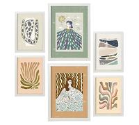 Nacnic Ensemble de 6 impressions de Mère Nature dans de style ethnique. Cadres décoratifs esthétiques pour votre salon, chambre, maison. Impression d'art mural. Tailles A4 et A3 avec des cadres blancs
