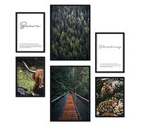 Nacnic - Ensemble de 6 posters d'art Hiver in USA - Posters décoratifs style moderne - Poster photo forêt, nature - A3 et A4. Non encadré