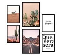 Nacnic - Ensemble de 6 Posters Desert of Mexico Photographs - Mural Art Print - Decorative Wall Art - Living Room Bedroom Bedroom Wall Art - A3 et A4. Avec cadres noirs