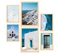 Nacnic - Ensemble de 6 posters Photographie des îles grecques - Impression murale d'été en Grèce - Décoration intérieure - Format A3 et A4. Avec cadres en bois