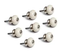Nacnic Ensemble de 8 poignées de céramique en blanc, peint à la main. Tireurs à la main pour armoires, tiroirs et confortables. Poignées classiques de 40 mm de diamètre.