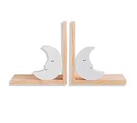 Nacnic - Ensemble de Deux Serre-Livres en Bois de Lune Blanche. Serre-Livres antidérapants pour étagères. Décoration de Chambre d'enfant.