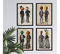 Nacnic Ensemble de Quatre Feuilles de Fruits et Légumes. Format A4. Modèle 1. sans Cadre