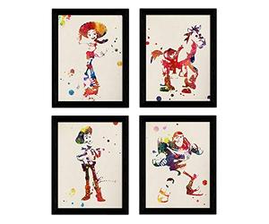 Nacnic Ensemble de Quatre Impressions de Style éclatde Couleurs. Affiches de cinéma Toy Story, Buzz, Woody, Jessie et Le Cheval en Fond d'aquarelle au Format A4 sans Cadre.