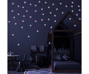 Nacnic Étoiles Roses Décoration murale. Phosphorescent Etoiles pour un ciel étoilé dans les chambres d'enfants, salles de séjour, magasins. Autocollant étoiles fluorescent brillant en bleu, 4.2 CM