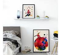 Nacnic Feuille décorative. Petit Prince avec Cape et assis sur carteéte. Affiche de style aquarelle avec l'image du petit prince. Décoration d'intérieur. Papier de 250 grmes, non encadré.