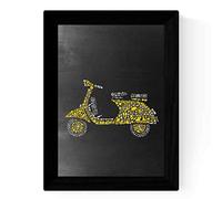 Nacnic Feuille jaune jaune et gris Vespa affiche format A4 avec style tableau noir fond noir. 250 gr de papier et des encres de haute qualité.