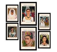 Nacnic Fiche d'affichage Frida Kahlo. Painter Gallery. Peintures décoratives pour votre salon, chambre, maison. Impressions d'art mural. Tailles A4 et A3 avec des cadres noirs