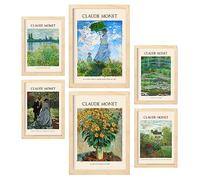Nacnic Fiche d'affichage Monet. Painter Gallery. Peintures décoratives pour votre salon, chambre, maison. Impressions d'art mural. Tailles A4 et A3 avec des cadres en bois clair