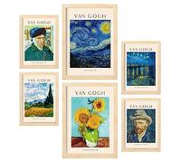 Nacnic Fiche d'affichage Van Gogh. Painter Gallery. Peintures décoratives pour votre salon, chambre, maison. Impressions d'art mural. Tailles A4 et A3 avec des cadres en bois clair