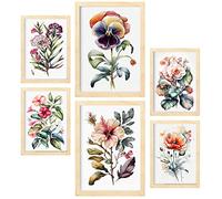 Nacnic Fleurs sombres Affiches. Illustrations Nature et Botanique en Couleur avec des Thèmes Floraux sur des Arrière-plans Blancs Purs. Design d'intérieur et décoration. A4 & A3 Cadres en bois.