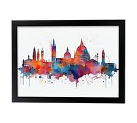 Nacnic Florence Affiche dans l'horizon abstrait de style aquarelle de la ville et de l'du monument Impression d'art murales nordiques modernes pour maison du bureau du salon Model 2 A3