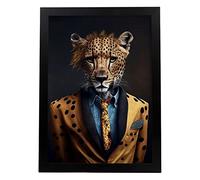 Nacnic Guépard Affiche dans un style de photographie. Illustrations réalistes d'animaux en vêtements humains. Design d'intérieur et décoration. A3.