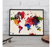Nacnic Impression d'encadrement MAPAMUNDI. Affiche avec Image Carte du monde, dans un style aquarelle. Décoration d'intérieur. Feuilles de format 24x30cm sur papier 250 grs, sans cadre.
