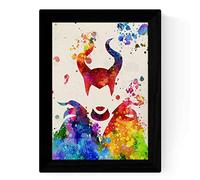 Nacnic Impression du célèbre film Maléfique de La Belle au Bois Dormant au format A4. Affiche Style aquarelle; éclatCouleur.. Papier 250 gr, sans Cadre.