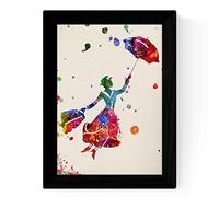 Nacnic Impression du célèbre film Mary Poppins (volant) en format A3 Poster style explosion de couleur Papier 250 g avec cadre