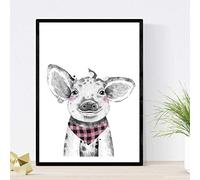 Nacnic Impression pour enfants. Cochon avec bandana et foulard. Affiche Animaux pour enfants au format A3 sans cadre.