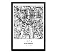 Nacnic Imprimer Carte de la Ville lyonnaise Nordique en Noir et Blanc. Affiche de Format A3 Papier imprimé No 250 GR. Peintures, estampes et Affiches pour Le Salon et Chambre à Coucher