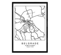 Nacnic Imprimer Plan de la Ville de Belgrade Style Nordique Noir et Blanc. Affichage A4 Papier imprimé No 250 GR. Peintures, estampes et Affiches pour Le Salon et Chambre à Coucher