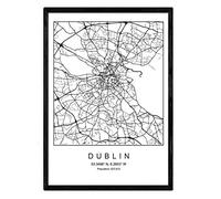 Nacnic Imprimer Plan de la Ville de Dublin Style scandinave en Noir et Blanc. Affiche de Format A3 Papier imprimé No 250 GR. Peintures, estampes et Affiches pour Le Salon et Chambre à Coucher