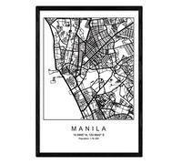 Nacnic Imprimer Plan de la Ville de Manille Style scandinave en Noir et Blanc. Affiche de Format A3 Papier imprimé No 250 GR. Peintures, estampes et Affiches pour Le Salon et Chambre à Coucher