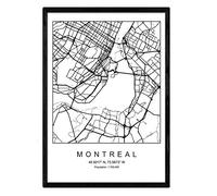 Nacnic Imprimer Plan de la ville de Montréal style nordique noir et blanc. affiche de format A3 papier imprimé No 250 gr. Peintures, estampes et affiches pour le salon et chambre à coucher