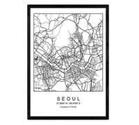 Nacnic Imprimer Plan de la ville de Séoul style nordique noir et blanc. affichage A4 papier imprimé No 250 gr. Peintures, estampes et affiches pour le salon et chambre à coucher