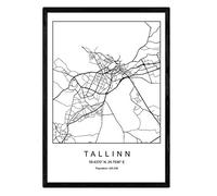 Nacnic Imprimer Plan de la Ville de Tallinn Style scandinave en Noir et Blanc. Affiche de Format A3 Papier imprimé No 250 GR. Peintures, estampes et Affiches pour Le Salon et Chambre à Coucher