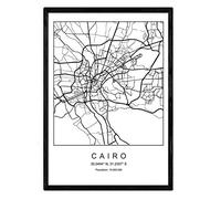 Nacnic Imprimer Plan de la ville du Caire style nordique noir et blanc. affiche de format A3 papier imprimé No 250 gr. Peintures, estampes et affiches pour le salon et chambre à coucher