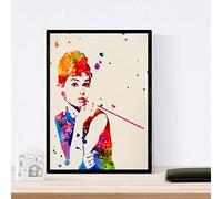 Nacnic Imprimer pour l'encadrement Audrey Hepburn Reproduction de Wall. Feuilles de Style Aquarelle. Creative Cadeau pour Fille. 250 grammes de Papier