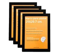 Nacnic Jeu de 4 cadre photo classique solide pour protéger et afficher des photos, diplômes, panneaux d'affichage, affiches, pressions d'art... dans différentes tailles et couleurs. Noir, format A4