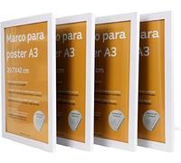 Nacnic Jeu de 4 cadre photo classique solide pour protéger et afficher des photos, diplômes, panneaux d'affichage, pressions d'art. dans différentes tailles et couleurs. Blanc, format A3