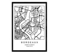 Nacnic Lame Bordeaux carte de la ville de style nordique noir et blanc. affichage A4 papier imprimé No 250 gr. Peintures, estampes et affiches pour le salon et chambre à coucher
