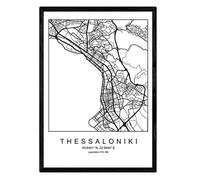 Nacnic Lame Thessalonique Carte de Ville de Style Nordique Noir et Blanc. Affiche de Format A3 Papier imprimé No 250 GR. Peintures, estampes et Affiches pour Le Salon et Chambre à Coucher