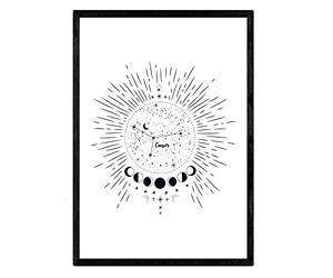 Nacnic Lamina avec constellation du cancer. Affiche avec le symbole du zodiaque en format A4 et fond blanc