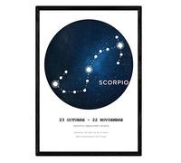 Nacnic Laminant avec la constellation du Scorpion. Affiche avec le symbole du zodiaque format A3 et fond blanc