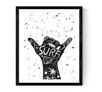 Nacnic Layers pour encadrer Let's Surf Poster avec Image de Surf. Feuille Noire et Blanche. Imprimé sur Papier 250 Grammes d'encres de Haute qualité et Résistantes. Taille A4