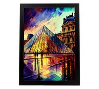 Nacnic Le Louvre Affiche de style peinture à l'huile. Illustrations de monuments et de villes en style photographique couleur. Design d'intérieur et décoration. A3.