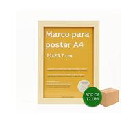 Nacnic - Lot de 12 Cadres en Bois MDF Clair et Verre Acrylique | Protection et présentoir de Photos, Feuilles, Affiches, Tableaux et décoration pour Salon, Chambre ou Bureau | A4 (21 x 29,7 cm)