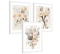 Nacnic Lot De 3 Affiches Anatomie Neuronale Posters Et Tableaux Avec Neurones Synapses Et Cerveau Style Floral Minimaliste Décoration Murale Médicale Taille A3 Cadre Blanc