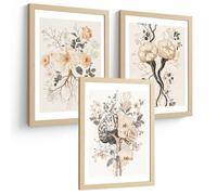 Nacnic Lot De 3 Affiches Anatomie Neuronale Posters Et Tableaux Avec Neurones Synapses Et Cerveau Style Floral Minimaliste Décoration Murale Médicale Taille A4 Cadre En Bois Léger