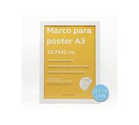 Nacnic - Lot de 3 cadres en bois MDF blanc et verre acrylique | Protection et présentoir de photos, feuilles, affiches, tableaux et décoration pour salon, chambre ou bureau | A3 (29,7 x 42 cm)